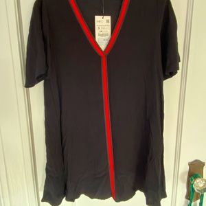 Zara black/red mini swing dress or tunic. Side S.
